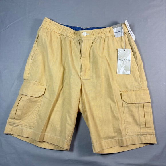 Tommy Bahama Other - Tommy Bahama Linen The Dream Cargo 9 Shorts Mens Medium Wicker Yellow New